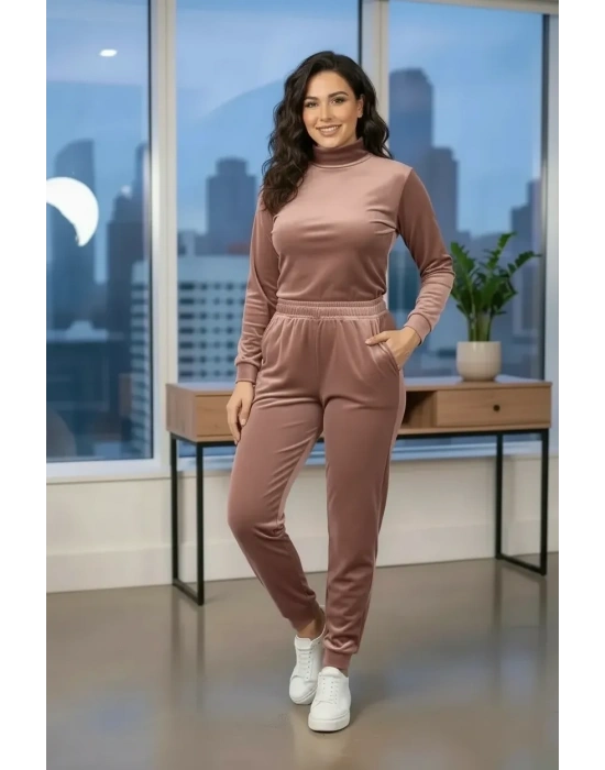 Kadın Kadife Alt Pijama Siyah