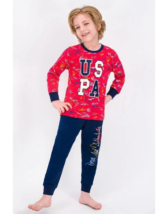 U.s. Polo Assn Lisanslı Açık Kırmızı Erkek Çocuk Pijama Takımı