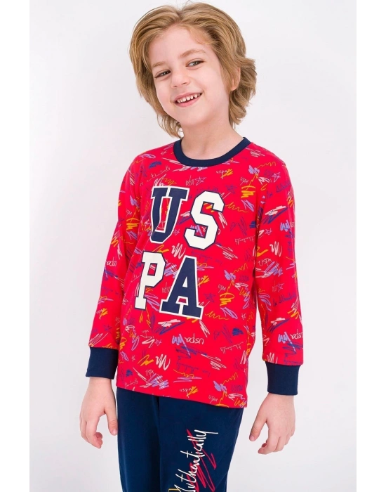 U.s. Polo Assn Lisanslı Açık Kırmızı Erkek Çocuk Pijama Takımı