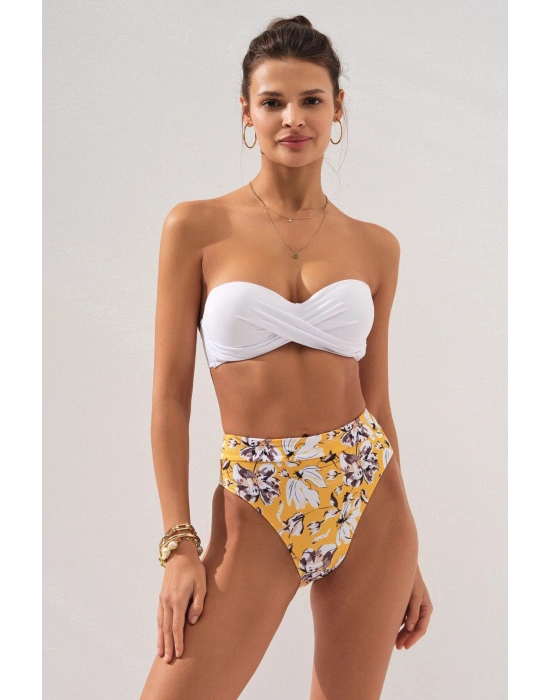 Bonie Dolgulu Straplez Yüksek Bel Bikini Takım Bloom 231225-d