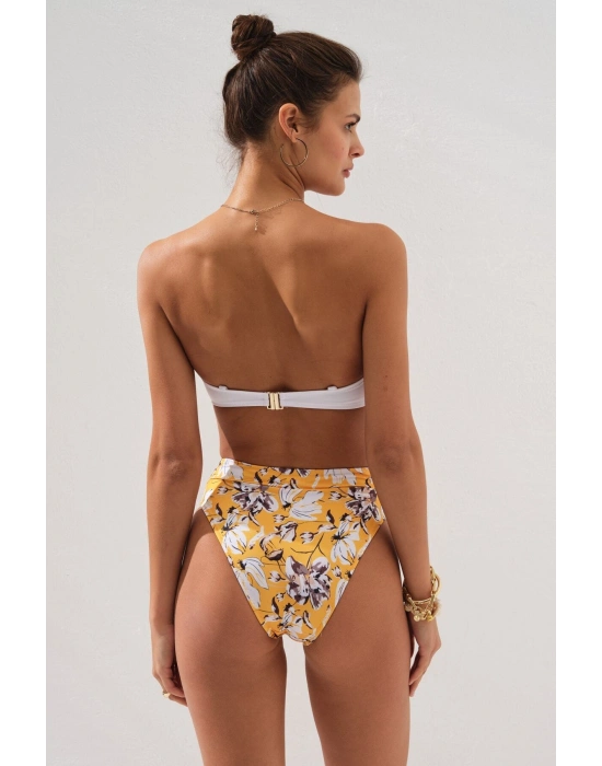 Bonie Dolgulu Straplez Yüksek Bel Bikini Takım Bloom 231225-d