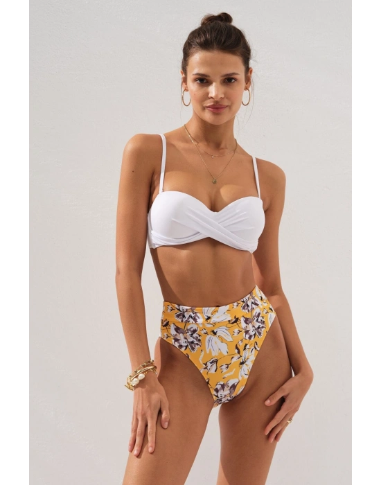 Bonie Dolgulu Straplez Yüksek Bel Bikini Takım Bloom 231225-d