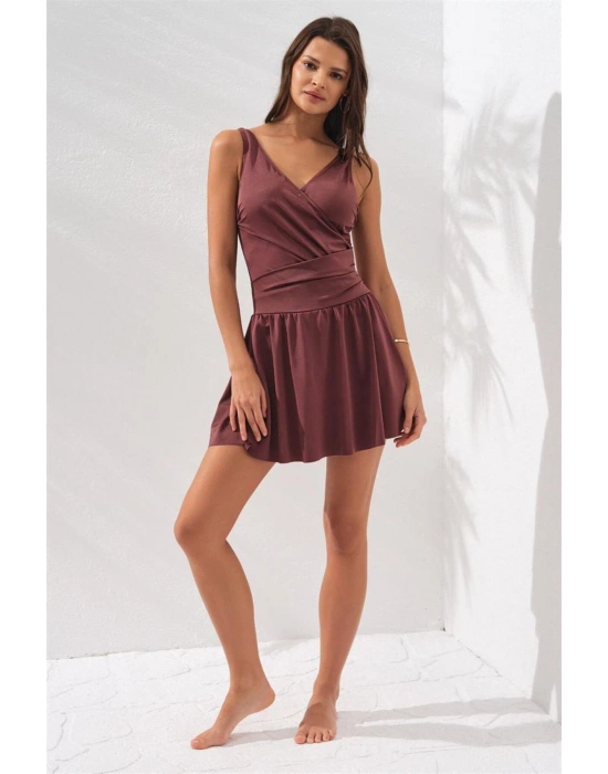 231130 LENA KRUVAZE FORMLU ŞORTLU ELBİSE MAYO