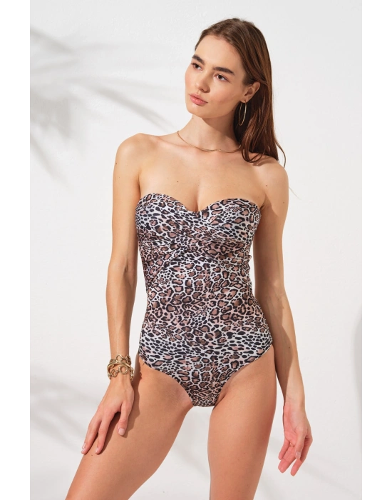 Bandy Kaplı Straplez Mayo Leopar 231132-d