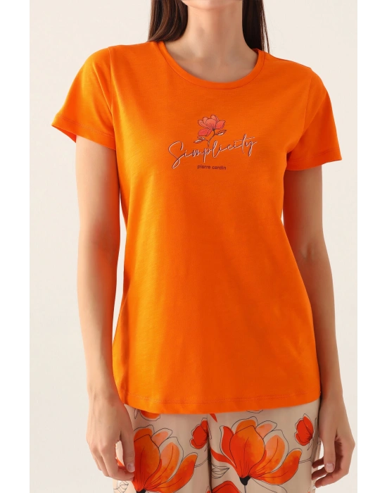 Sirplicity Turuncu Kadın Kısa Kol Pijama Takımı