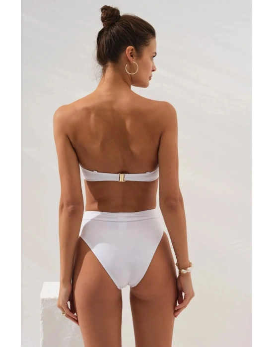 Yeni Solara Design Beyaz | Straplez Yüksek Bel Bikini – 2025 Sezon Plaj Giyim