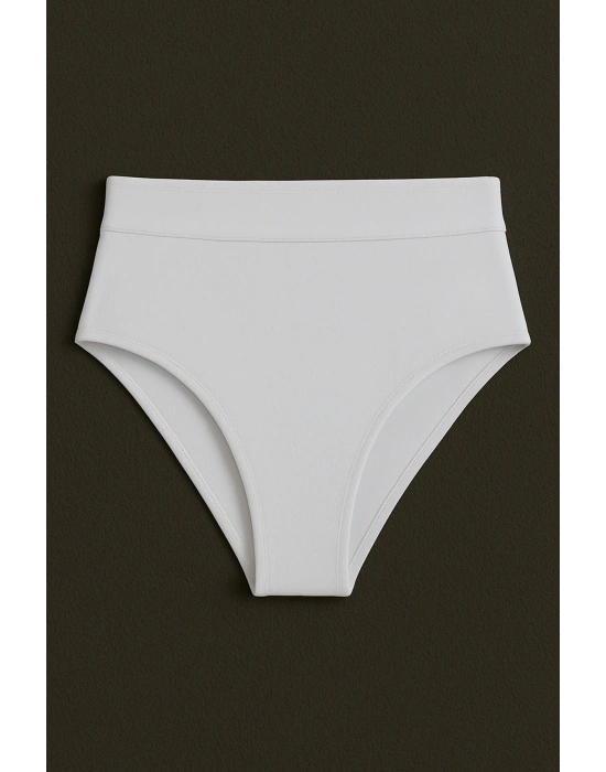 Bonie Dolgulu Straplez Yüksek Bel Bikini Altı Beyaz 231225