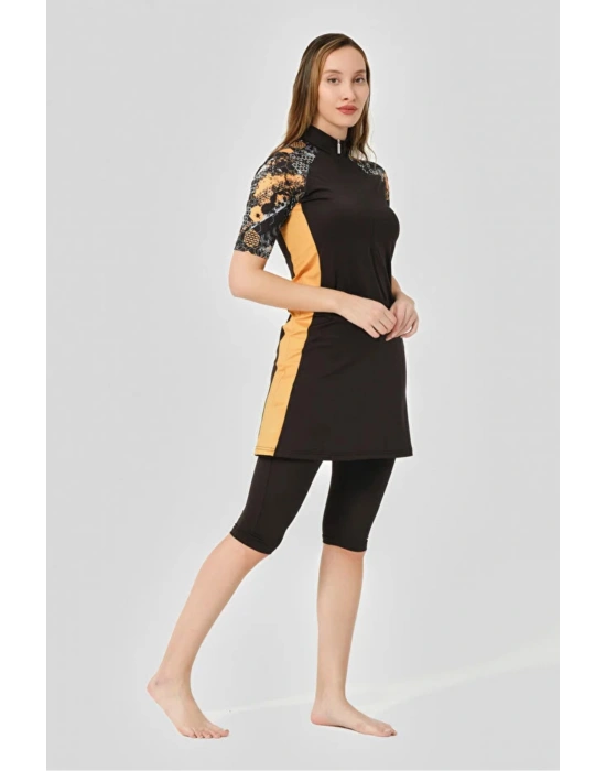 Fermuarlı Fit Yarım Kol Yarı Kapalı Mayo DLX-24710