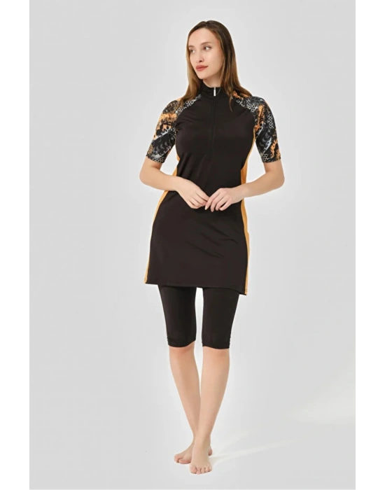 Fermuarlı Fit Yarım Kol Yarı Kapalı Mayo DLX-24710