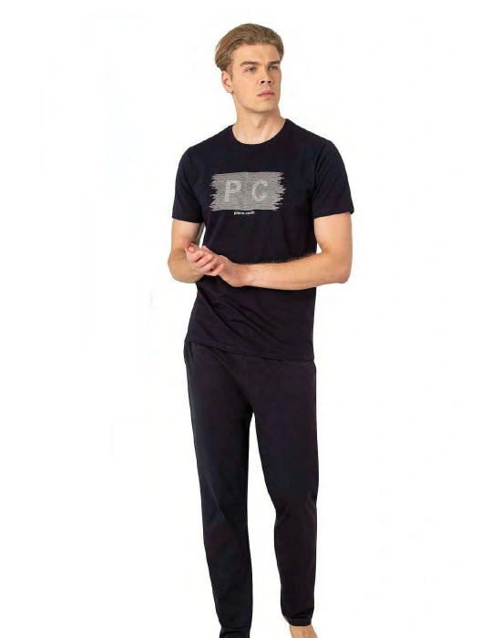 6084 Erkek Kısa Kollu Bisiklet Yaka Pijama Takım