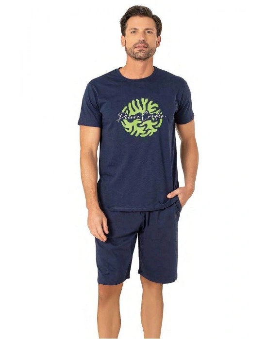 6074 Erkek Kısa Kollu Şortlu Pijama Takım-İndigo
