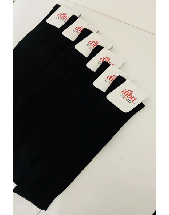 Kadın Siyah Dizaltı Çorap 6 Adet Siyah