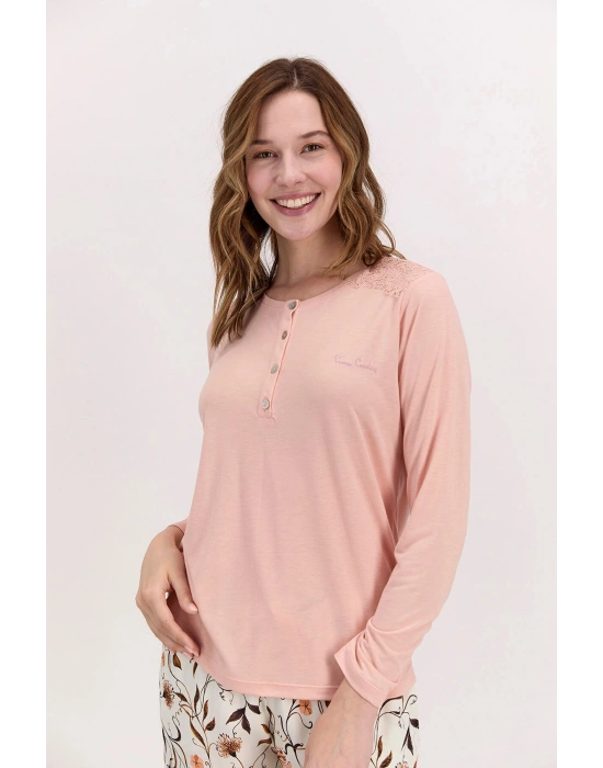 Çiçekli Mocha Kadın Pijama Takımı