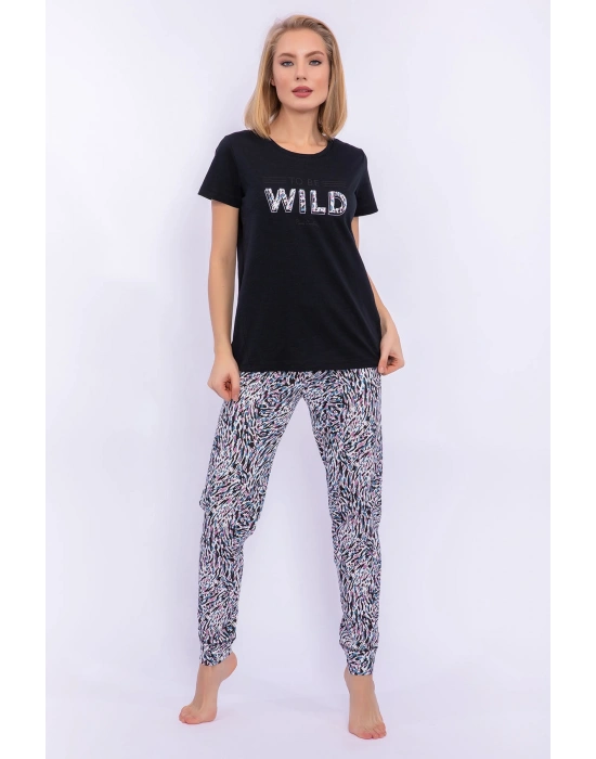 Wild Siyah Kadın Slim Fit Takım