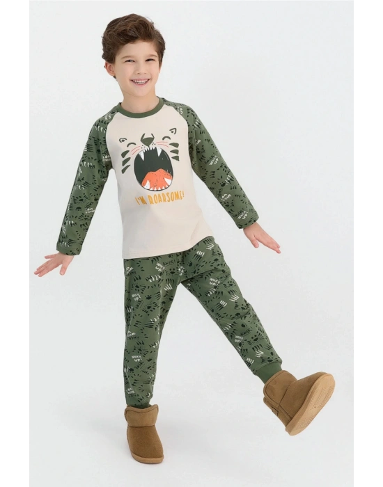 Erkek Çocuk Uzun Kol Roarsome Baskılı Pijama Takımı