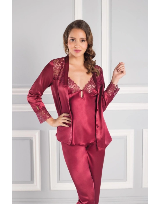 Saten Altılı Gelin Çeyiz Seti - 6620 Bordo