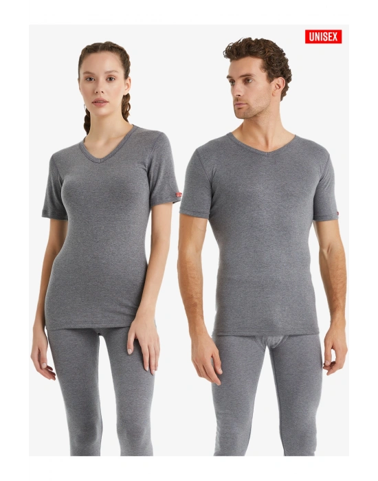 Unisex Termal Tişört 2. Seviye 1263 - Gri Melanj