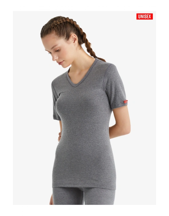 Unisex Termal Tişört 2. Seviye 1263 - Gri Melanj