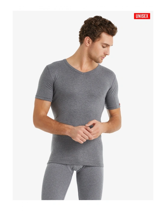 Unisex Termal Tişört 2. Seviye 1263 - Gri Melanj