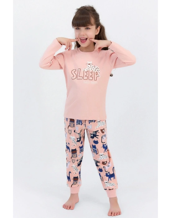 Sleep Mocha Kız Çocuk Mevsimlik Uzun Kol Pijama Takımı