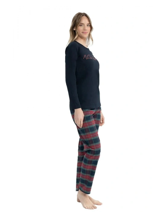 U.S. Polo Assn. Kadın Uzun Kollu Yuvarlak Yaka Pijama Takımı S25131