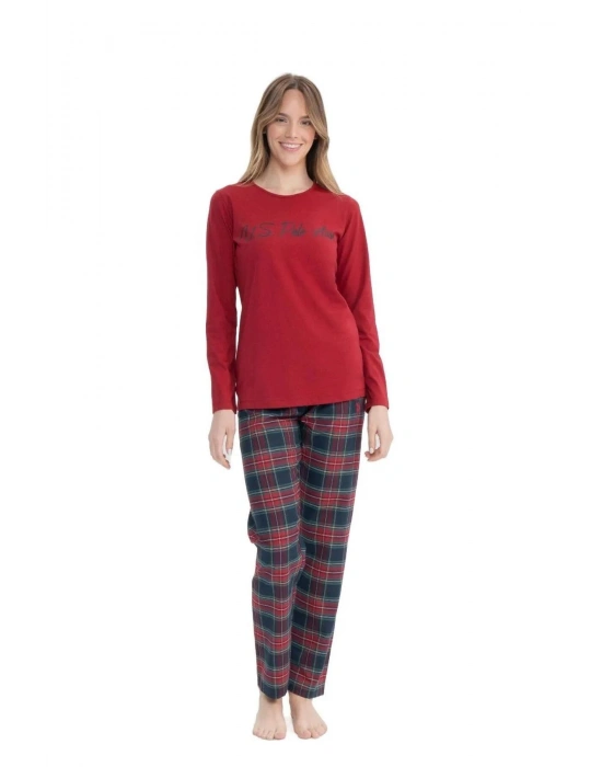 U.S. Polo Assn. 17131 Ekose Desenli Uzun Kollu Yuvarlak Yaka Pijama Takımı