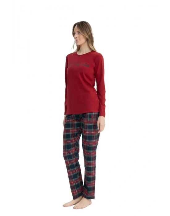U.S. Polo Assn. 17131 Ekose Desenli Uzun Kollu Yuvarlak Yaka Pijama Takımı