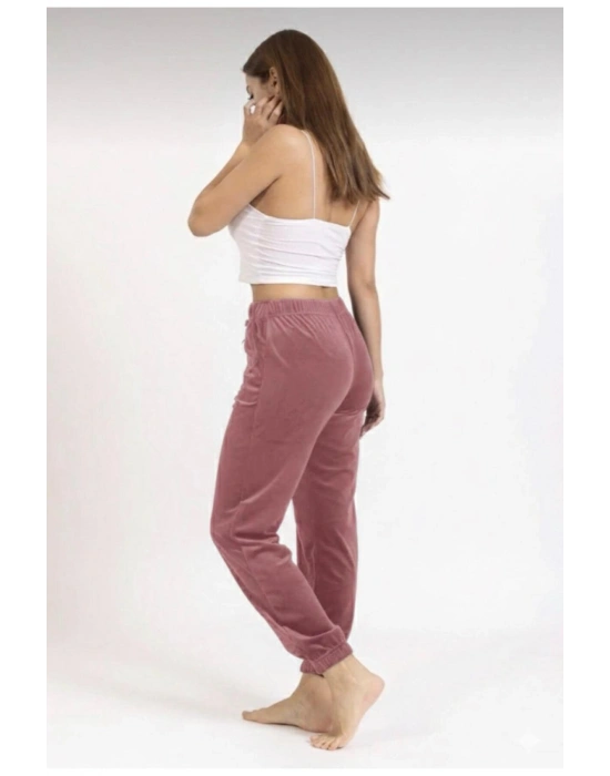 Kadın Soft Cepli Fransız Kadife Tek Alt Pijama