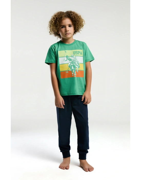 U.S. Polo Assn Erkek Çocuk Yeşil Pijama Takımı
