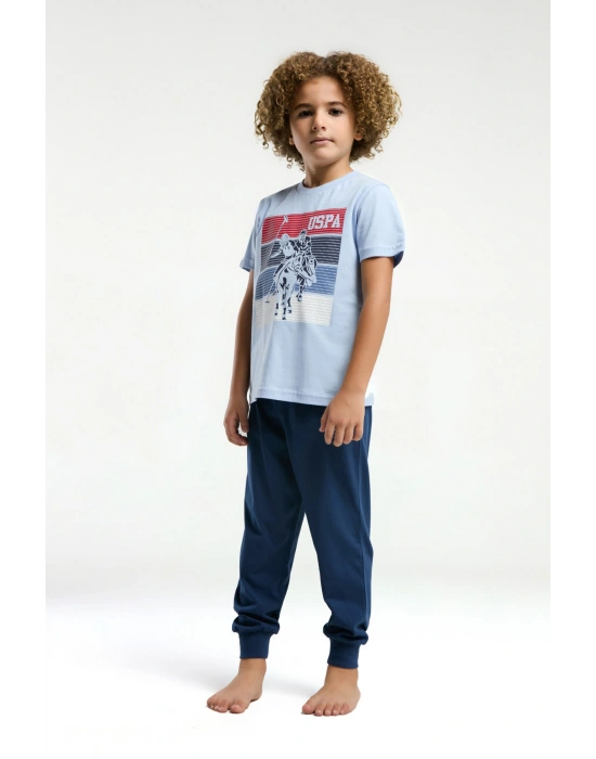 Erkek Çocuk Mavi Kısa Kol Pijama Takım
