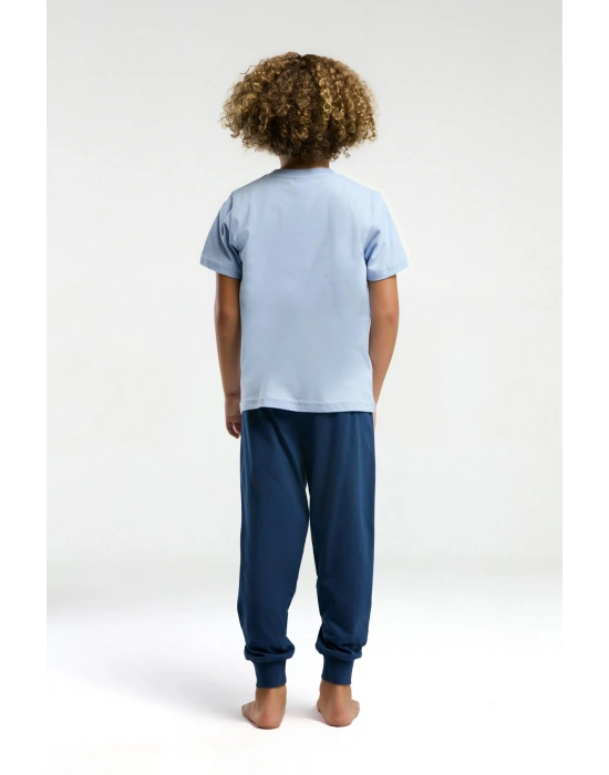 Erkek Çocuk Mavi Kısa Kol Pijama Takım