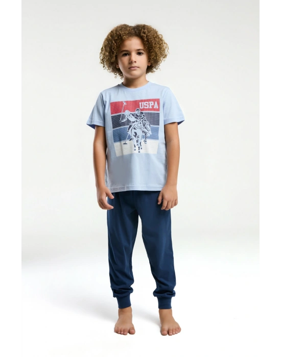 Erkek Çocuk Mavi Kısa Kol Pijama Takım