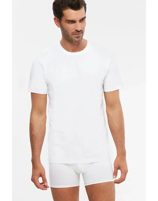 Eduardo Bisiklet Yaka 2li Erkek T-shirt, %100 Pamuklu Bisiklet Yaka Kısa Kol T-shirt