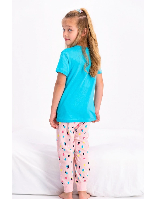 Rolypoly Dream Big Turkuaz Kız Çocuk Kısa Kol Pijama Takımı