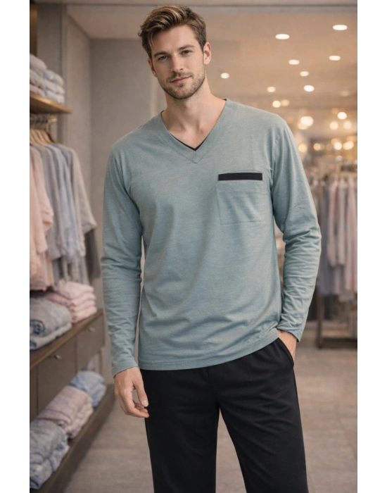 Fit Cotton Düğmeli Yaka Pijama Takımı %100 Saf Pamuk Kumaş