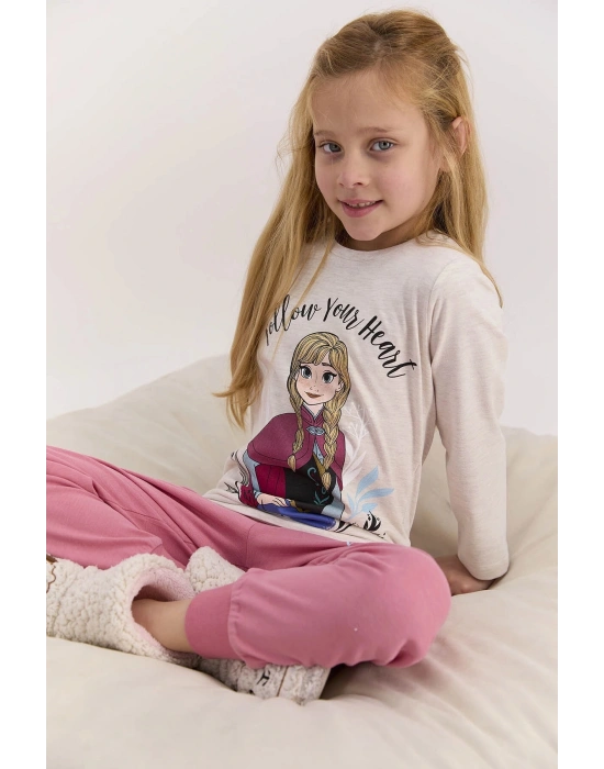 Frozen Lisanslı Follow Your Heart Kremmelanj Kız Çocuk Pijama Takımı