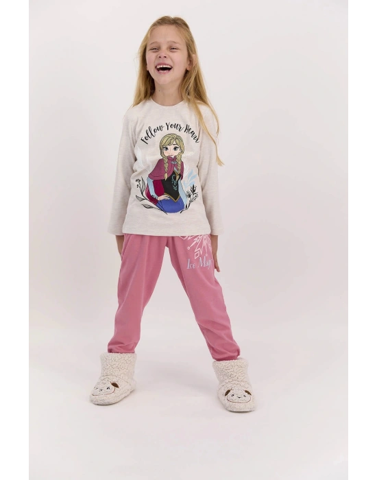 Frozen Lisanslı Follow Your Heart Kremmelanj Kız Çocuk Pijama Takımı