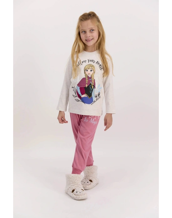 Frozen Lisanslı Follow Your Heart Kremmelanj Kız Çocuk Pijama Takımı