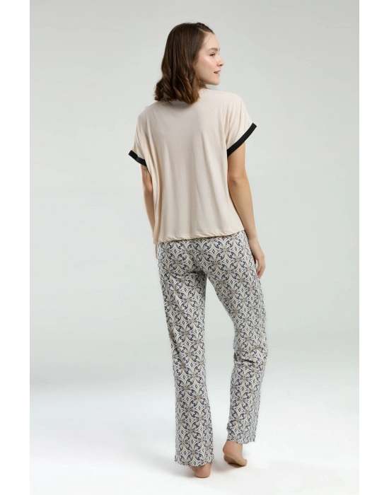 Kadın Krem Pijama Takımı