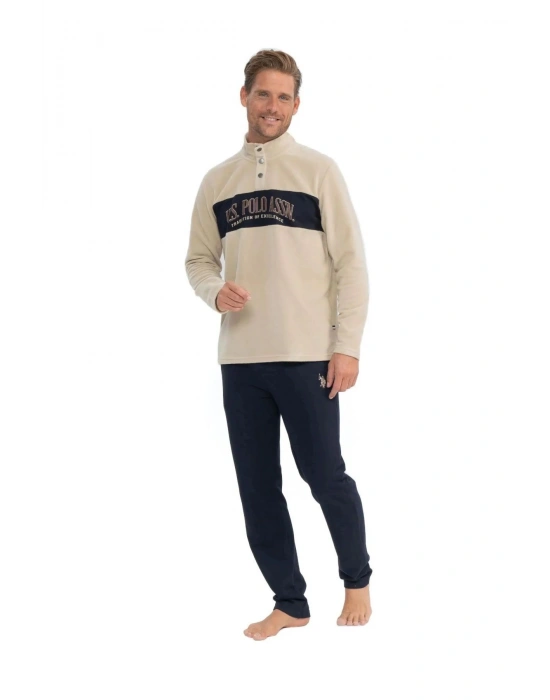 U.S. Polo Assn. Erkek Uzun Kollu Polar İki İplik Eşofman Pijama Takımı S25826