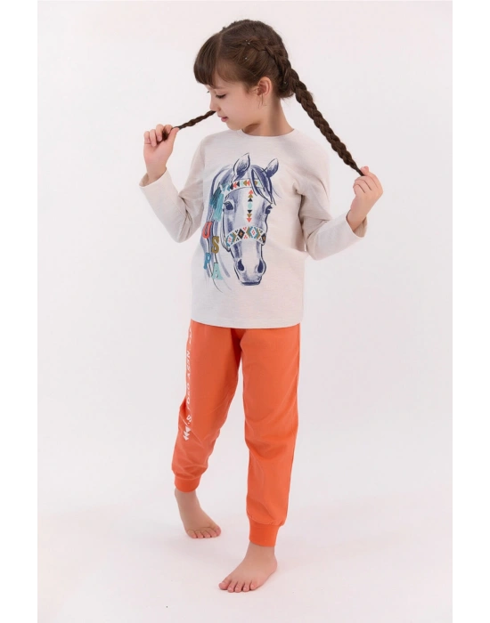 Kremmelanj Kız Çocuk Uzun Kol Ribanalı Pijama Takımı