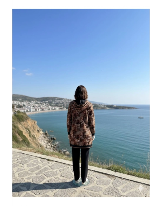 Tam Fermuarlı Tunik Boy Kadife Eşofman Takım