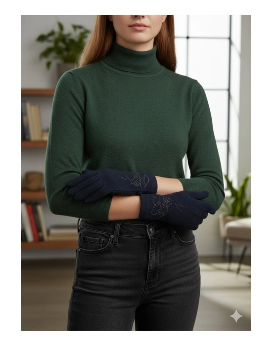 Süet KadınTaşlı Eldiven Akıllı Telefonlara Uyumlu