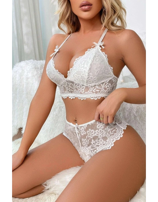 Kadın Beyaz İç Çamaşır Takımı-8455W