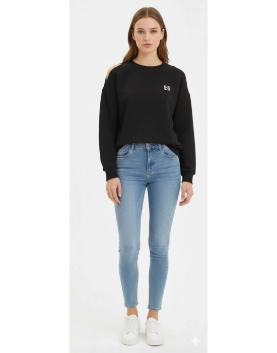 Üç İpli Omuz Detaylı Kadın Sweat