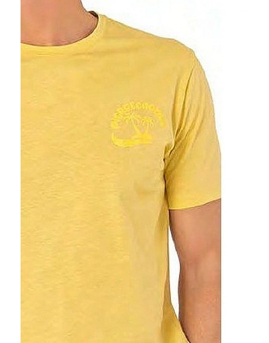 6079 Erkek Kısa Kollu Bisiklet Yaka Pijama Takım-Sarı