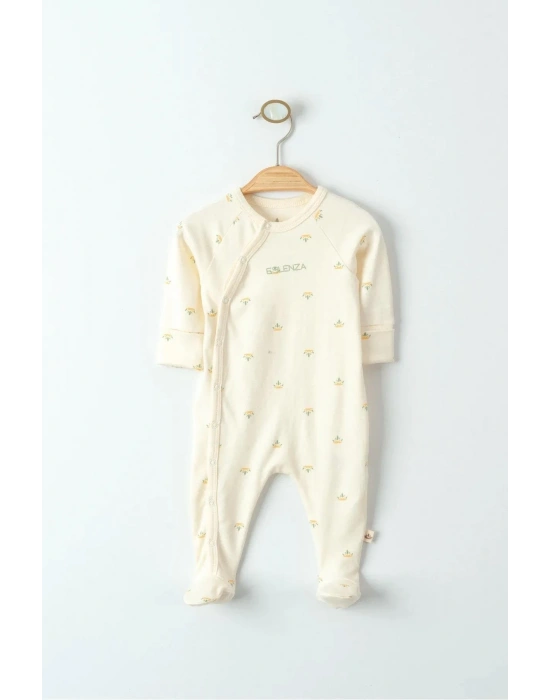 Organik Lotus Desenli Unisex Bebek Tulum