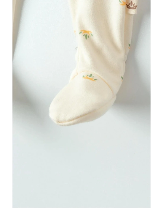 Organik Lotus Desenli Unisex Bebek Tulum