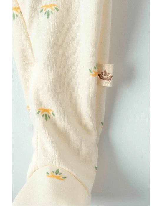 Organik Lotus Desenli Unisex Bebek Tulum