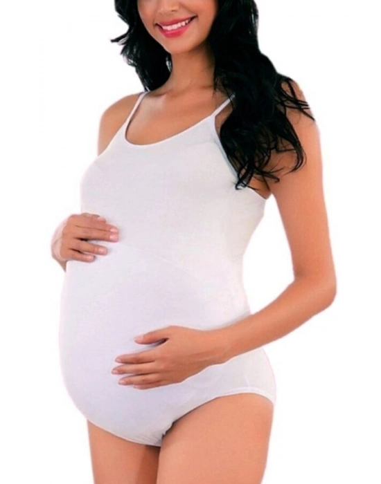 Imer Kadın Beyaz Premıum Modal Hamile Çıtçıtlı Zıbın 9253